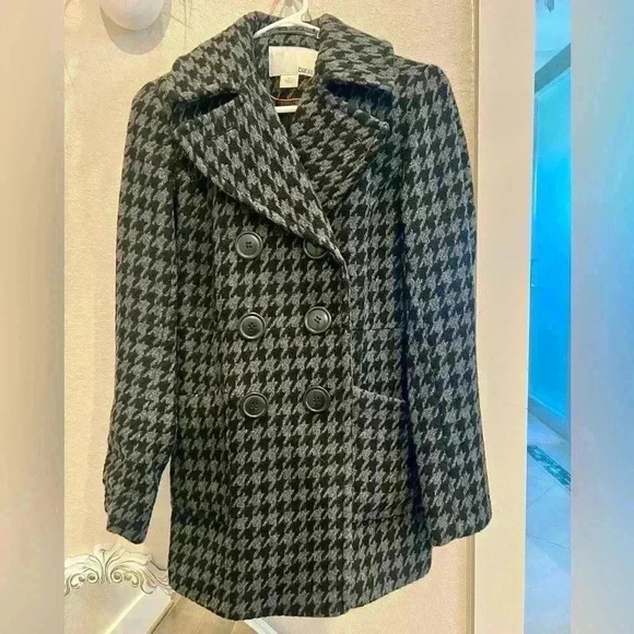 Bar Ill Double-breasted Wool-blend Pea Coat Black/Grey, Size Small - Picture 4 of 9